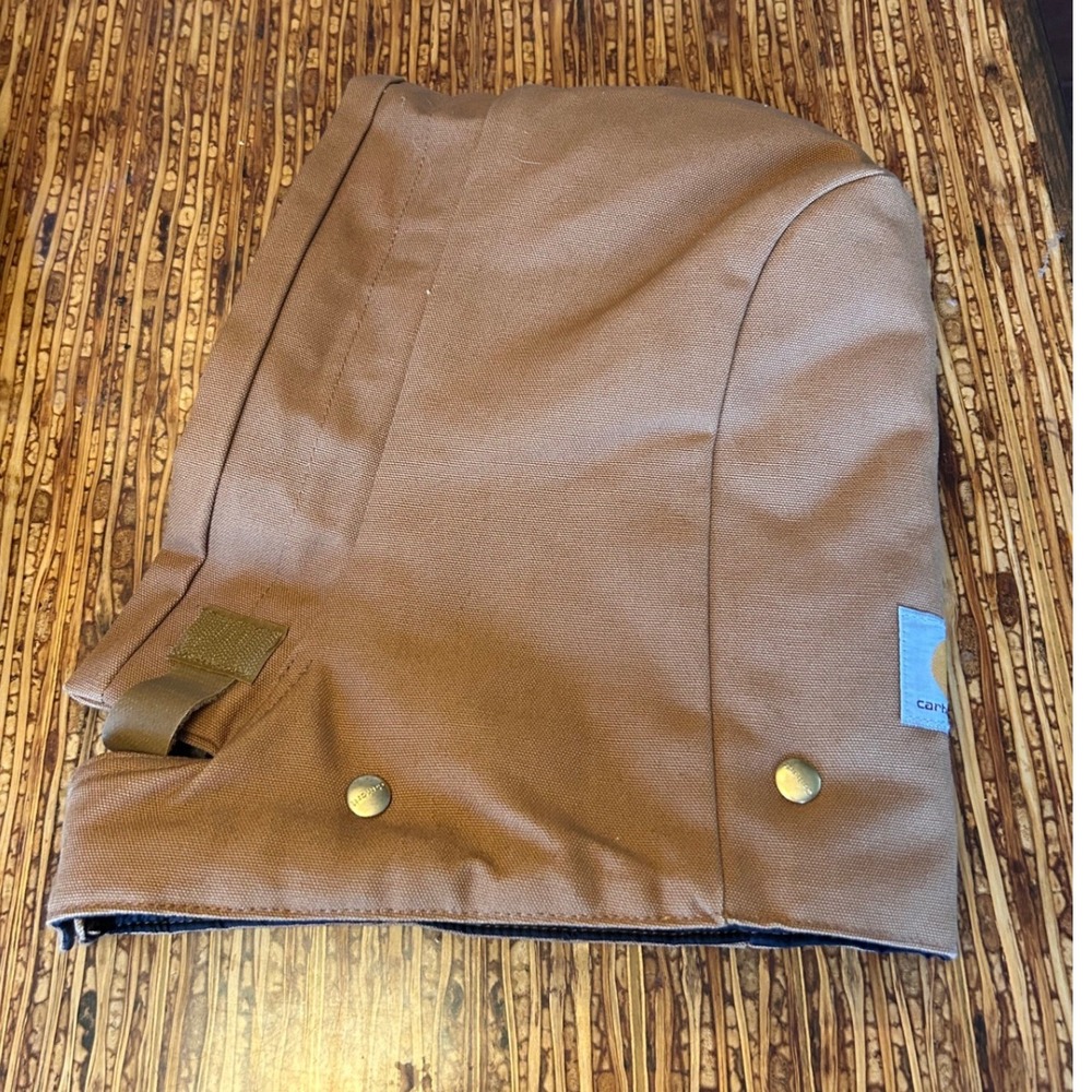 Carhartt A02 Firm‎ Duck Hood Insulated Quilted Lined Brown Snap OSFA Attachable